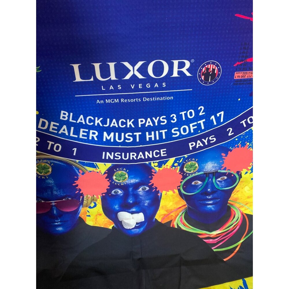 Authentic Luxor Las Vegas Blackjack Felt Blue Man Group Casino Layout - Picture 9 of 16